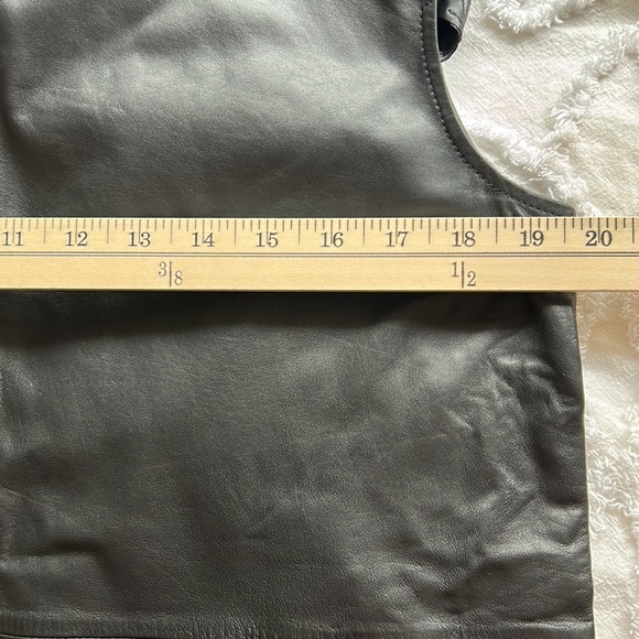 AllSaints Mika Padded Shoulder Leather shift mini dress, black, women’s size 4. - Picture 6 of 8